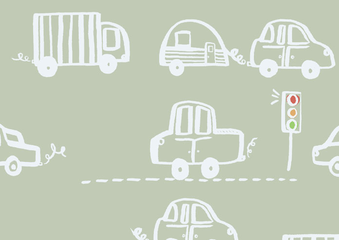 Cars and Lorries, Soft Green - Roller Blind - Image 6